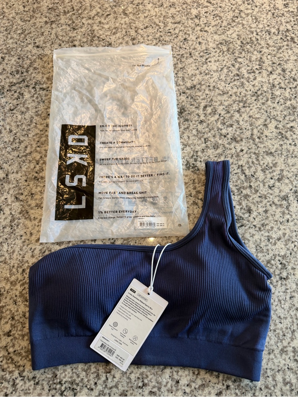 Lysd One-Shoulder Ribbed Sports Bra - Navy